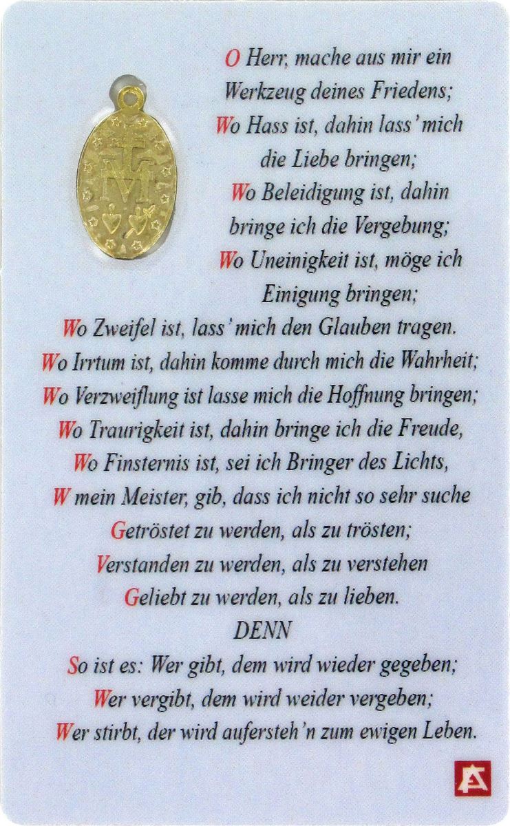 stock:bustina papa francesco con medaglia m.miracolosa cm 5,5x8,5 - tedesco