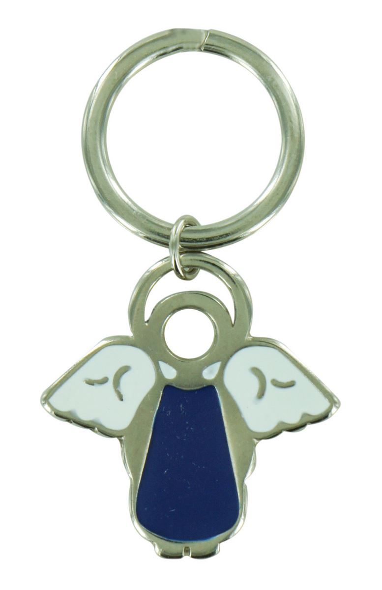 portachiavi a forma di angioletto con smalto blu - 4 cm