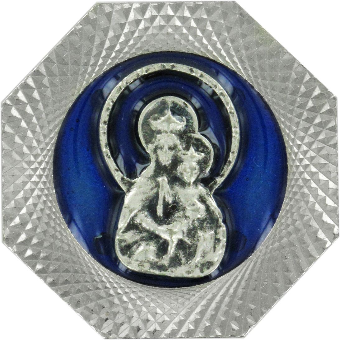 calamita madonna del carmine con forma ottagonale in metallo nichelato - 4 cm