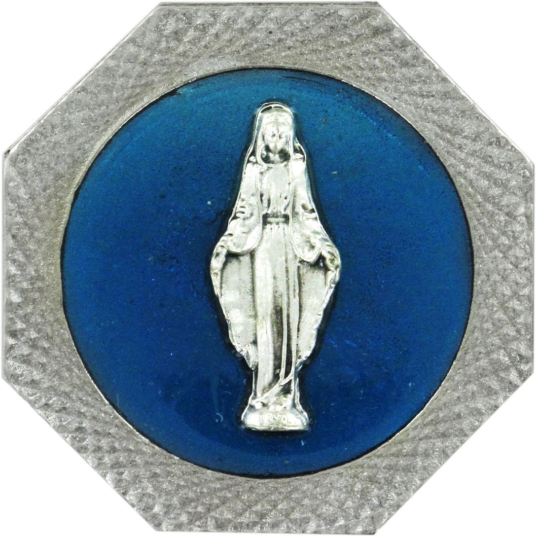 calamita madonna miracolosa con forma ottagonale in metallo nichelato - 4 cm