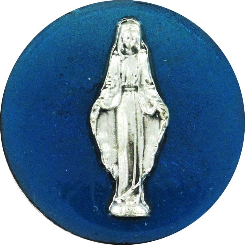 calamita madonna miracolosa con forma ottagonale in metallo nichelato - 4 cm