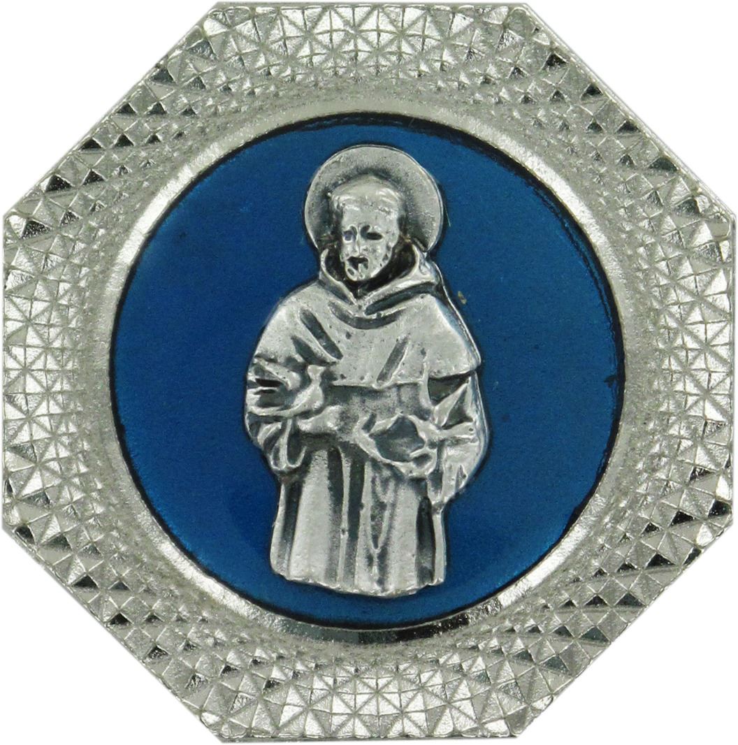 calamita san francesco con forma ottagonale in metallo nichelato - 4 cm