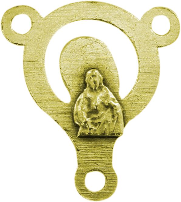 crociera madonna in metallo dorato per rosario fai da te