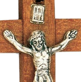croce in legno con cristo - 5 cm