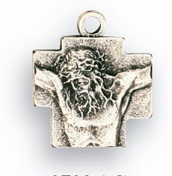 stock: croce volto cristo in metallo argentato - 2 cm