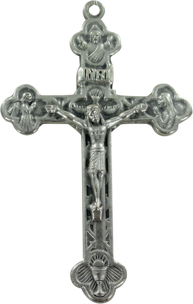 croce in metallo ossidato con cristo - 6 cm