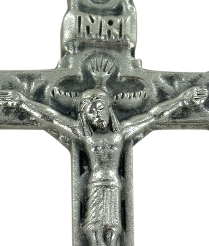 croce in metallo ossidato con cristo - 6 cm