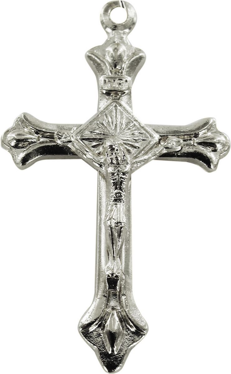 croce in metallo argentato con cristo - 3 cm