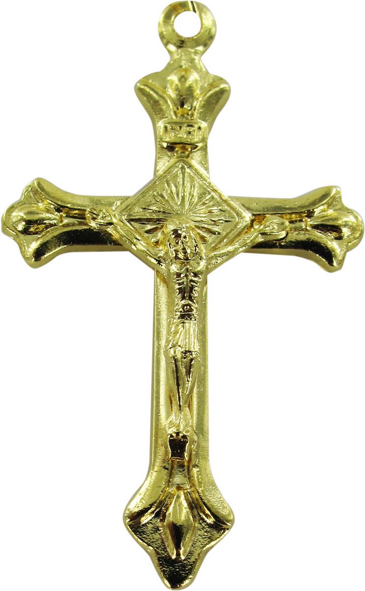 croce in metallo dorato con cristo - 3 cm