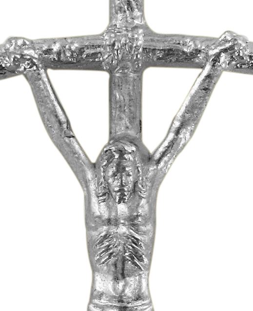 croce pastorale con cristo riportato in metallo argentato - 3,8 cm