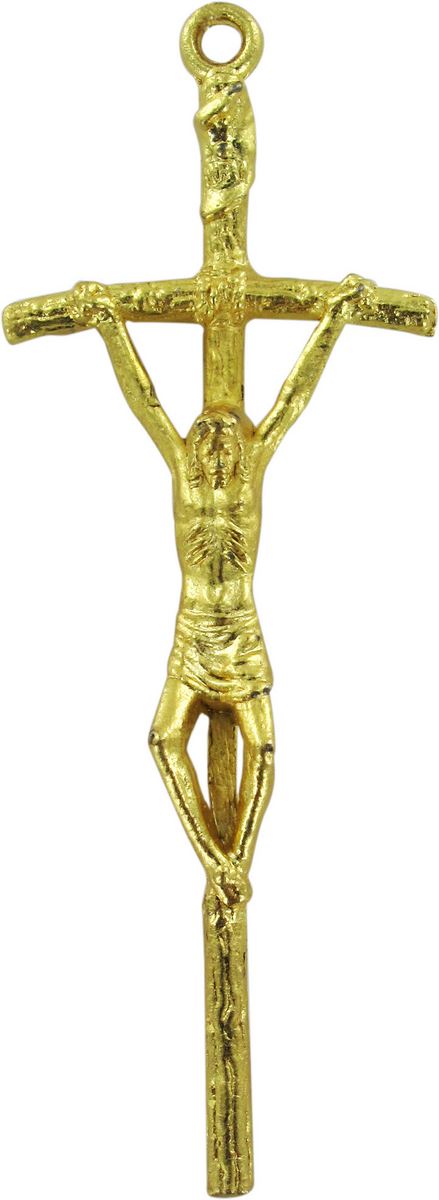 croce pastorale con cristo riportato in metallo dorato - 4,7 cm