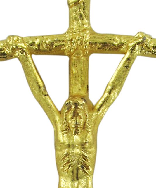 croce pastorale con cristo riportato in metallo dorato - 4,7 cm