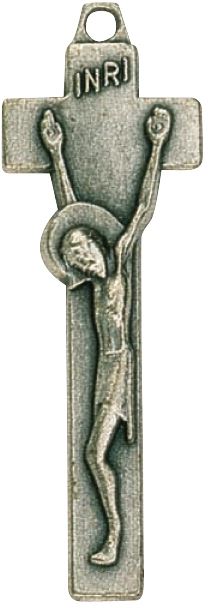 croce con cristo stampato in metallo ossidato - 5 cm