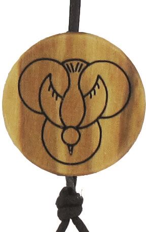 croce con medaglione in ulivo con cordone - 9 cm
