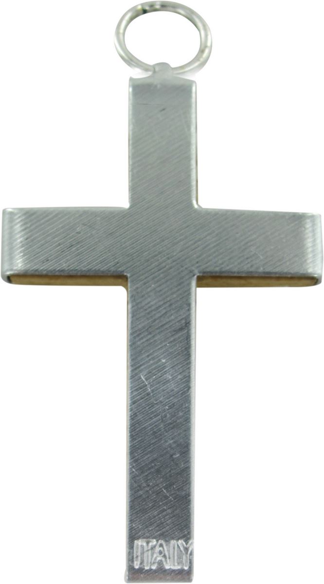 croce in legno naturale con retro in metallo - 3,2 cm