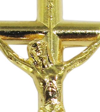 croce tondino con cristo riportato in metallo dorato - 3,5 cm