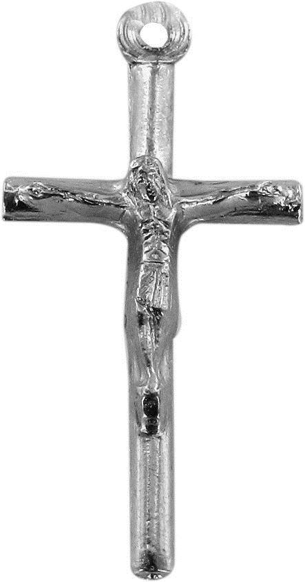 croce tondino con cristo stampato in metallo ossidato - 2,5 cm