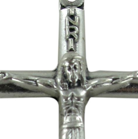 croce tondino con cristo stampato in metallo ossidato - 3,5 cm