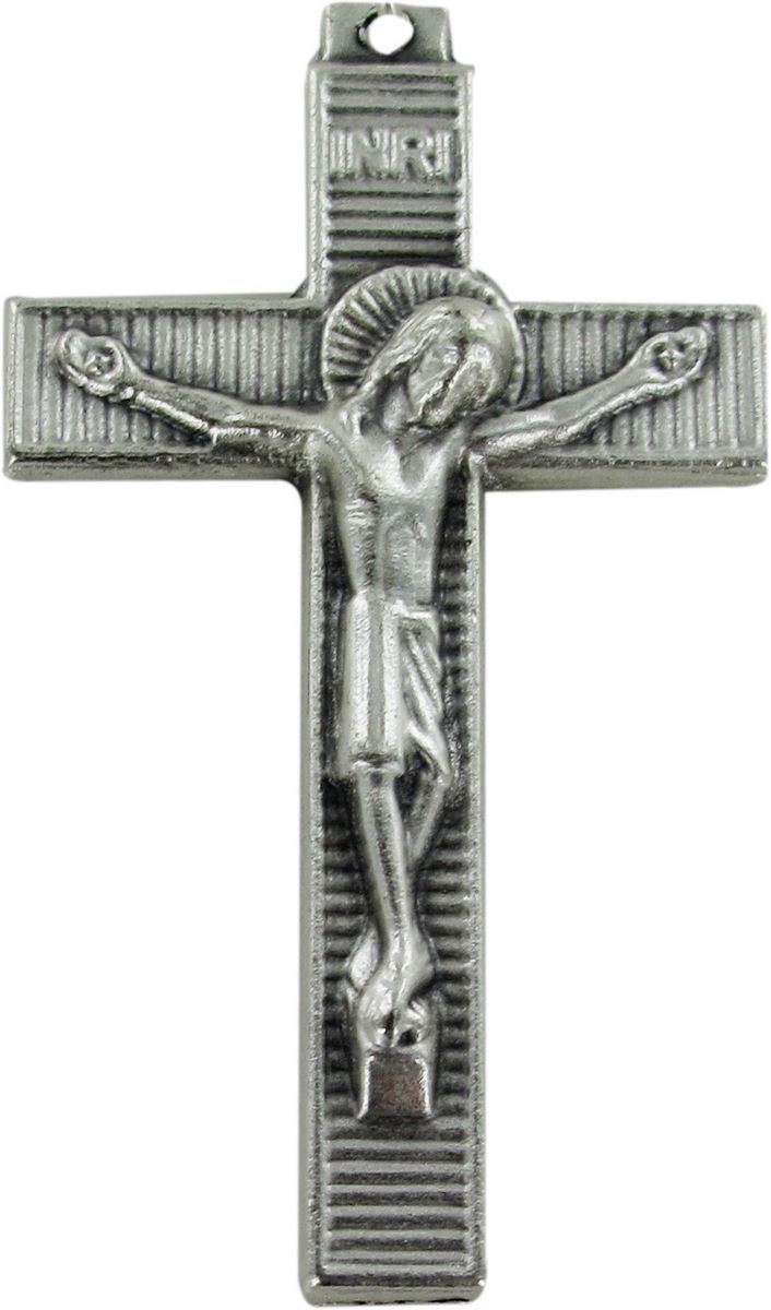 croce con cristo stampato in metallo nichelato - 5 cm