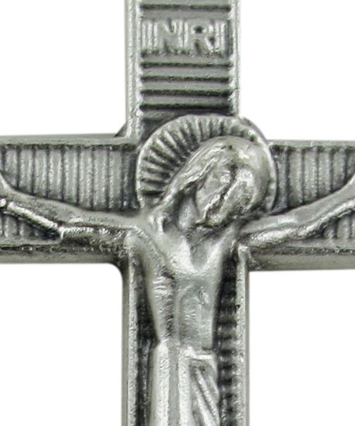 croce con cristo stampato in metallo nichelato - 5 cm