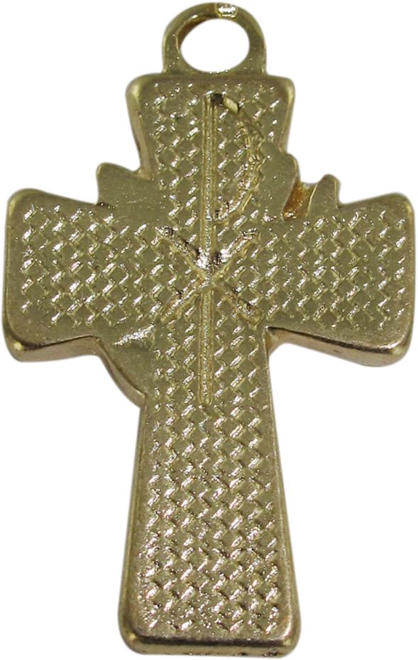 bomboniera cresima: croce in metallo con colomba - 4 cm
