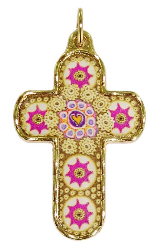 croce in metallo dorato con decori - 3,3 cm
