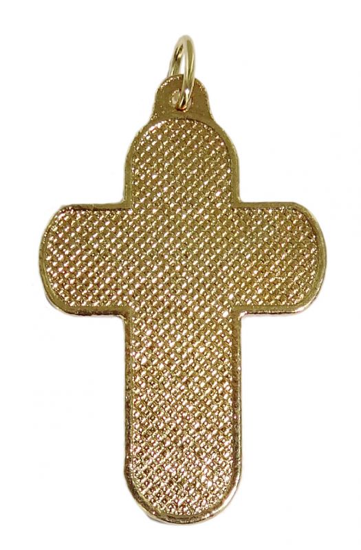 croce in metallo dorato con decori verdi - 3,3 cm