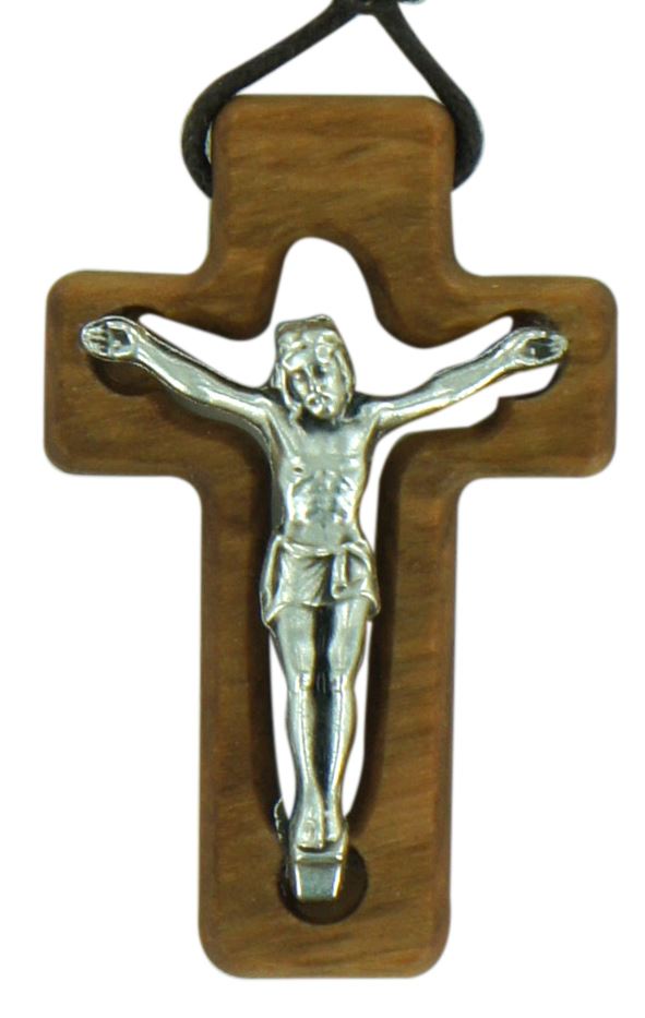 croce in ulivo con cristo - 4 cm