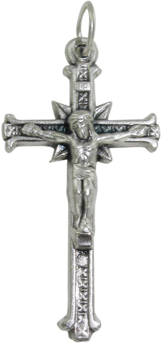 croce con cristo riportato in metallo ossidato - 3,5 cm