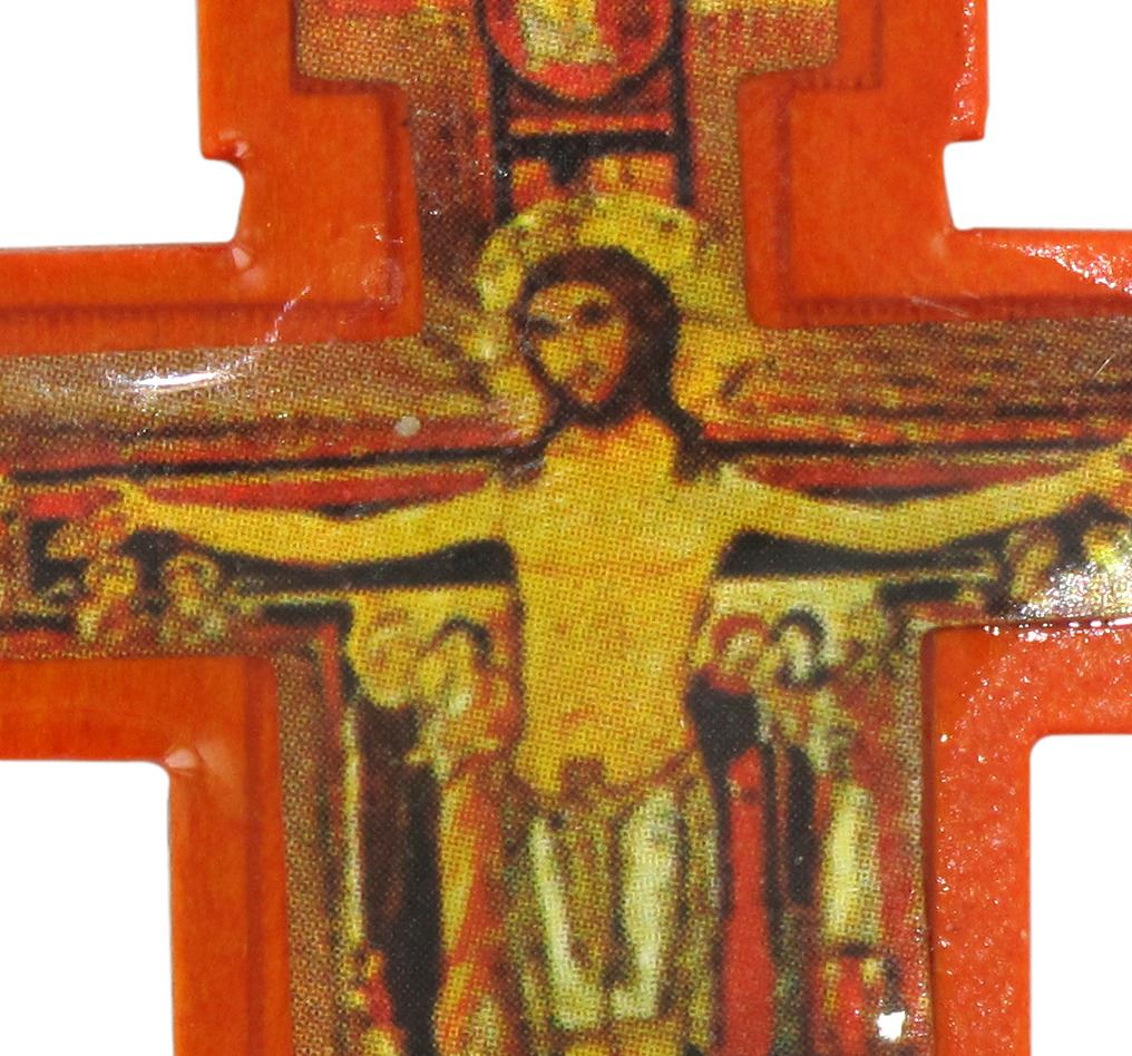 croce di san damiano in legno con cordone - 4 cm