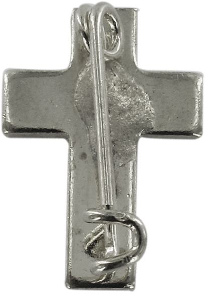 crocetta distintivo in metallo argentato zigrinato con spilla - 2 cm
