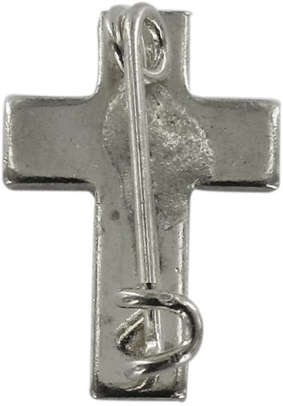 crocetta distintivo in metallo argentato zigrinato con spilla - 2 cm