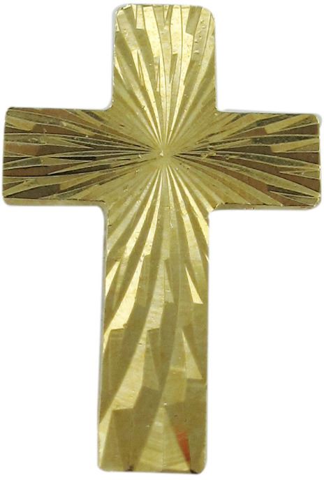 crocetta distintivo in metallo dorato zigrinato con spilla - 2 cm