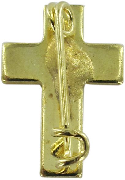 crocetta distintivo in metallo dorato zigrinato con spilla - 2 cm