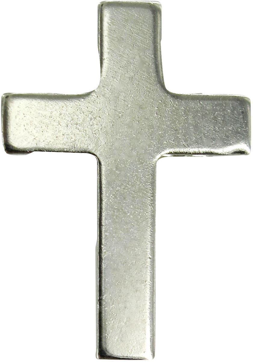 crocetta distintivo in metallo liscio nichelato con spilla - 2 cm