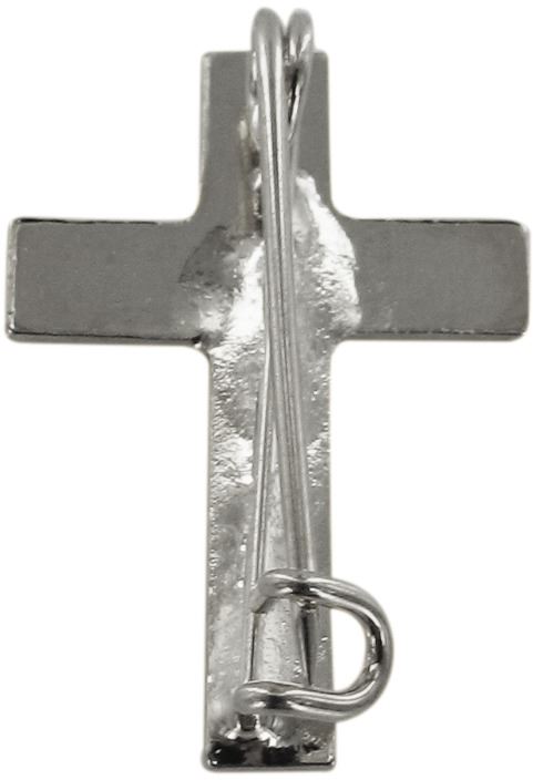 crocetta distintivo in metallo liscio nichelato con spilla - 2 cm
