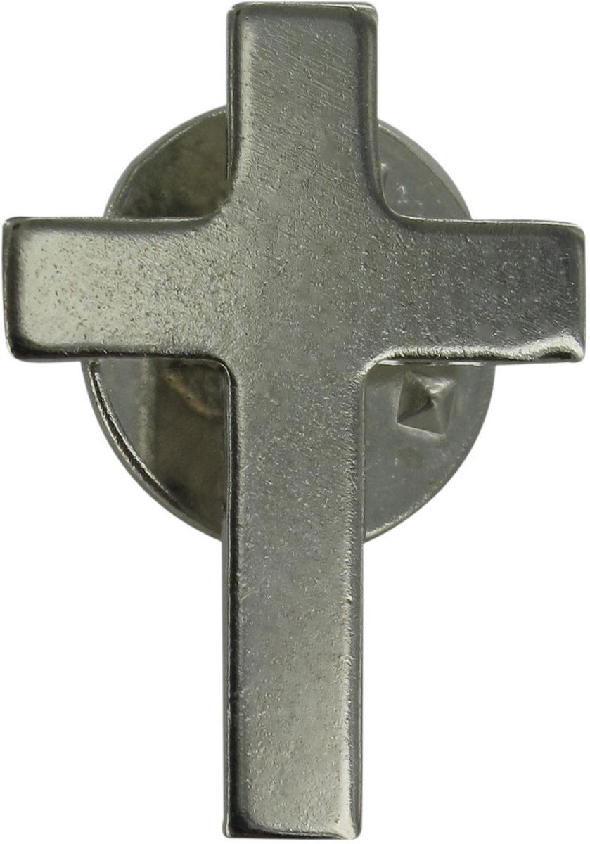 crocetta distintivo in metallo liscio nichelato con pin - 2 cm