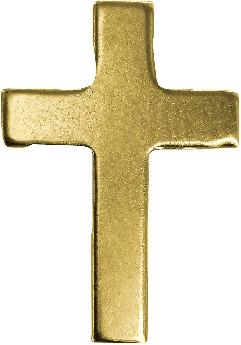 crocetta distintivo in metallo liscio dorato con spilla - 2 cm