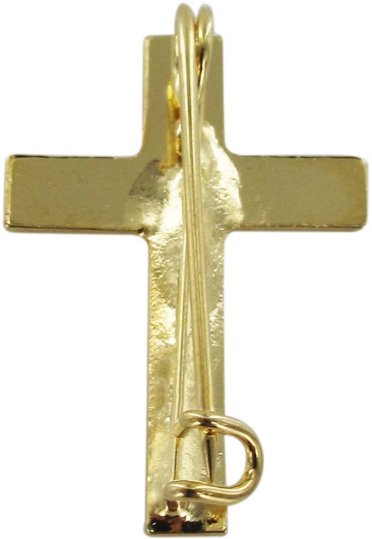 crocetta distintivo in metallo liscio dorato con spilla - 2,5 cm