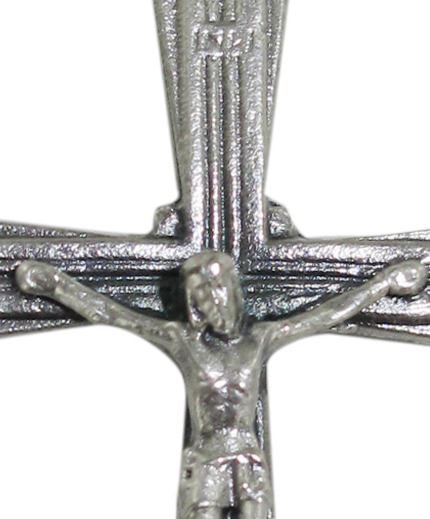 croce con cristo riportato in metallo argentato - 4,5 cm
