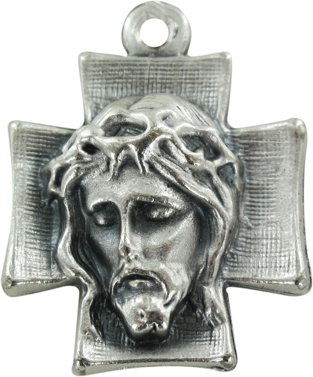 croce volto cristo in metallo ossidato - 2,5 cm