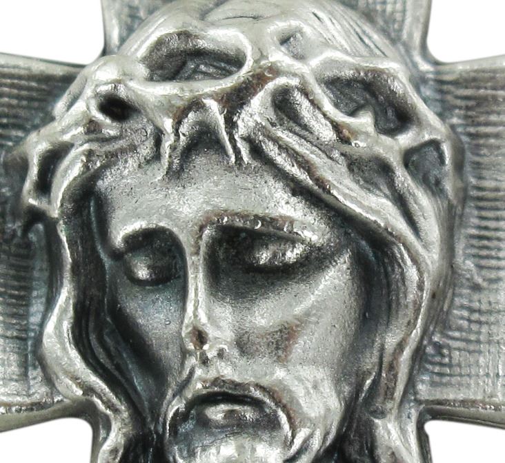croce volto cristo in metallo ossidato - 2,5 cm