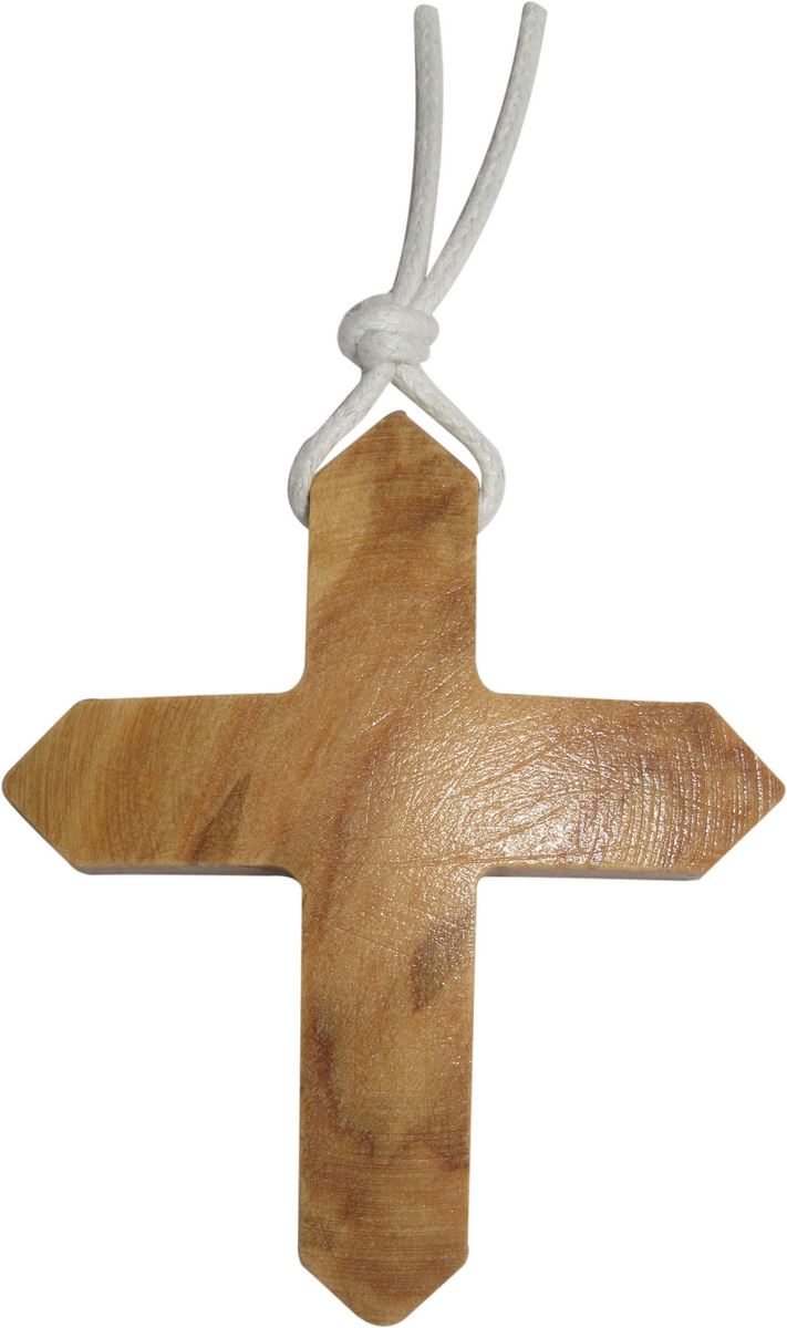 bomboniera comunione: croce in ulivo con cordoncino bianco - 6 cm