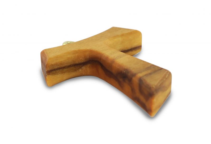 tau in legno di ulivo da 3 cm, croce di san francesco d'assisi