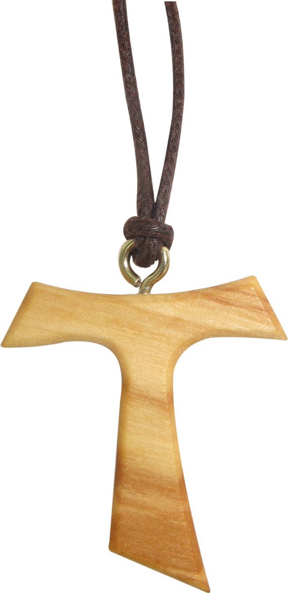 tau in legno di ulivo, croce di san francesco di assisi, 4 centimetri