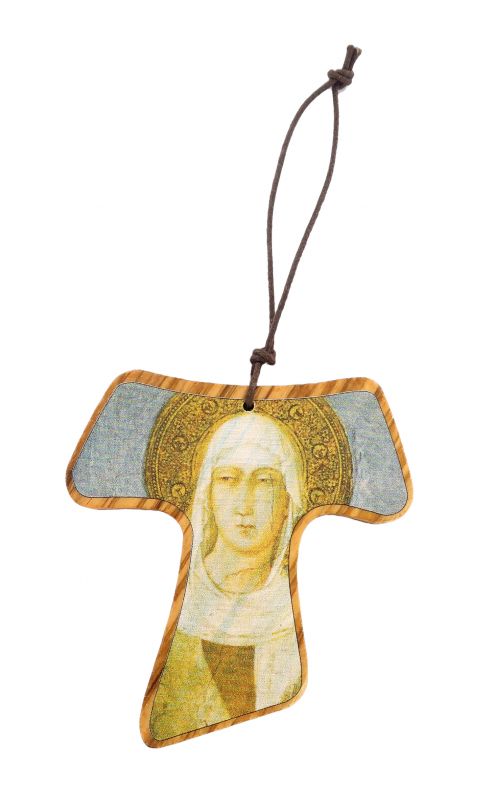 croce tau santa chiara in ulivo cm 7 con laccio