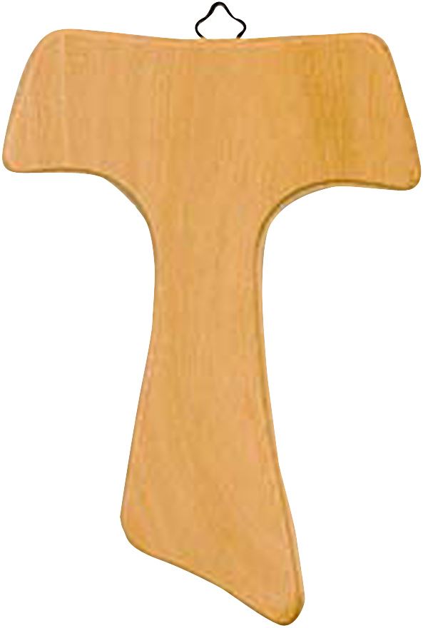 croce tau da parete in legno di ulivo (croce di san francesco d'assisi) - 24 cm