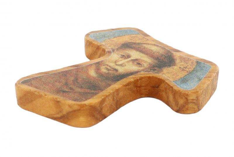 calamita tau san francesco (volto) cm 5  in ulivo