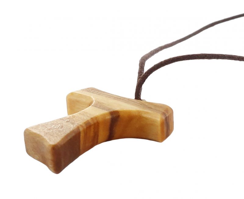 croce tau cm 3 in legno di ulivo con laccio