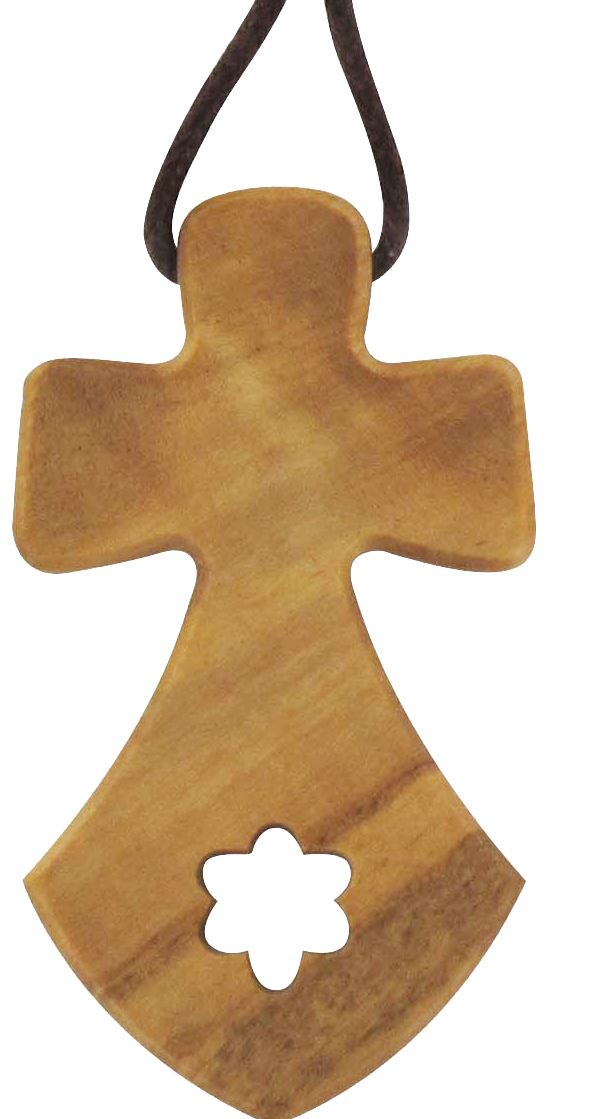 croce carmelitana in legno ulivo con cordoncino - 5,5 cm